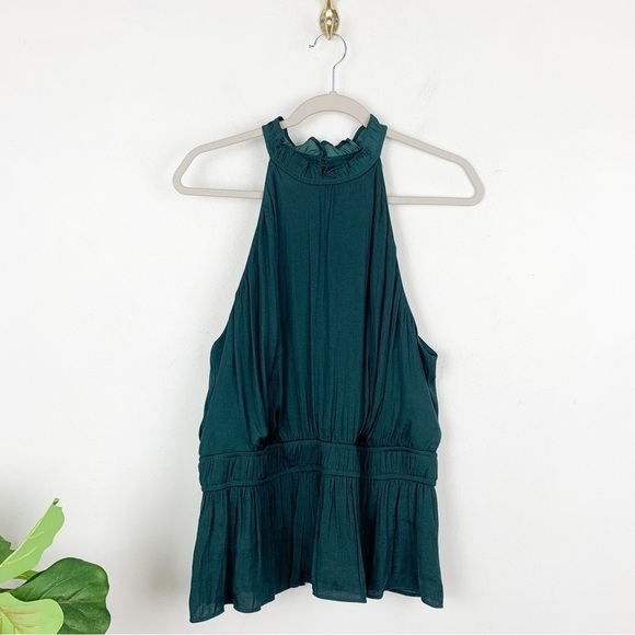 Nine West Emerald Green Halter Sleeveless Blouse Sz XXL - Picture 2 of 8